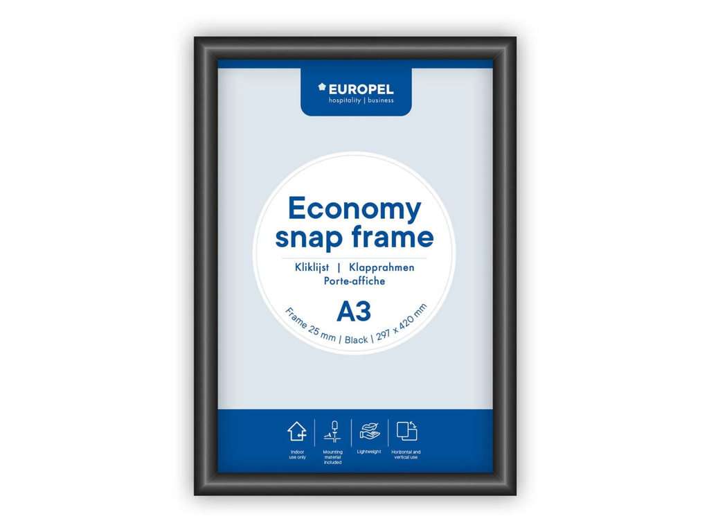Kliklijst Europel Economy A3 rand 25mm zwart
