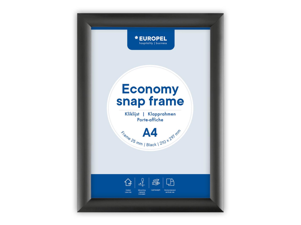 Kliklijst Europel Economy A4 rand 25mm zwart