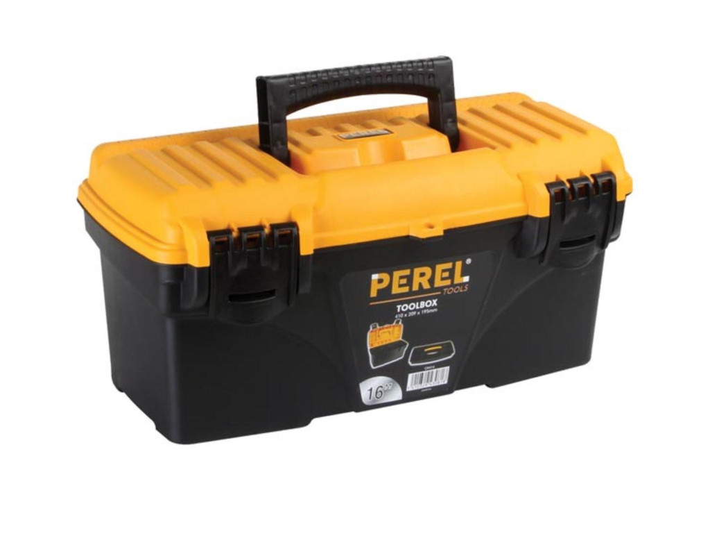 Gereedschapskoffer Perel 41x20,9x19,5cm 16,7L zwart/geel