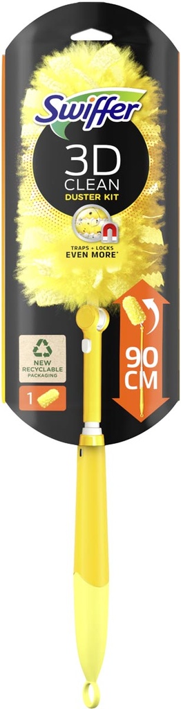 Afstoffer Swiffer Duster kit 3D Clean met 1 stofdoekje blister