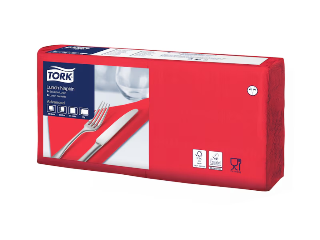 Servet Tork Lunch Napkin 33x33cm 2-laags rood (2000)