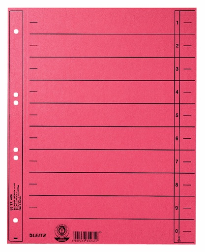 [ESS-16580025] Tabbladen Leitz Staffel karton A4 230gr 6-gaats assorti (100) (rood)