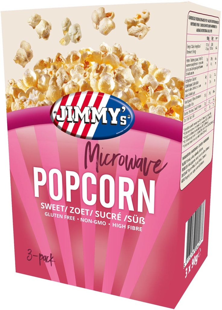 Popcorn Jimmy's Popcorn Microwave zoet doos van 3x90g