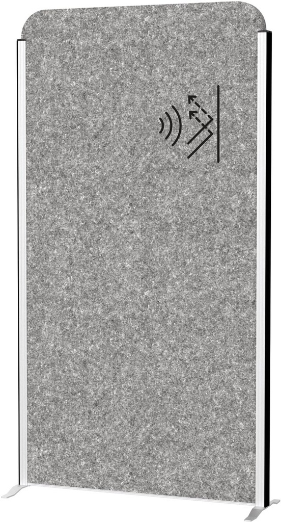 Akoestische scheidingswand MAULcocoon 180x100cm donkergrijs en frame zilver met voet