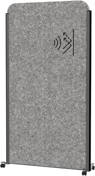 Akoestische scheidingswand MAULcocoon 180x100cm donkergrijs en frame antraciet met wielen mobiel