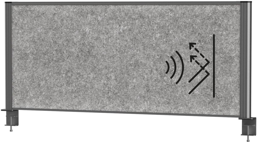 Akoestisch bureauscherm MAULconnecto 120x50cm donkergrijs frame antraciet