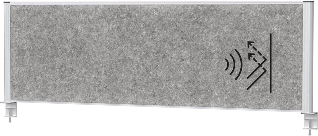 Akoestisch bureauscherm MAULconnecto 160x50cm donkergrijs frame zilver