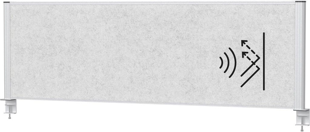 Akoestisch bureauscherm MAULconnecto 160x50cm lichtgrijs frame zilver