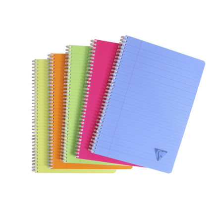 [EXA-328146C] Spiraalschrift Clairefontaine Linicolor Fresh PP A4 180blz met kantlijn assorti (gelijnd)