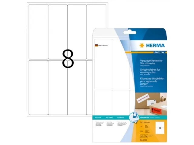 Verzendetiket Herma 8 etik/bl 50x142mm wit (25)