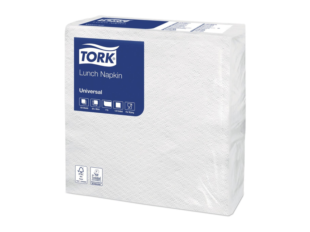Servet Tork 30x30cm 1-laags wit (100)