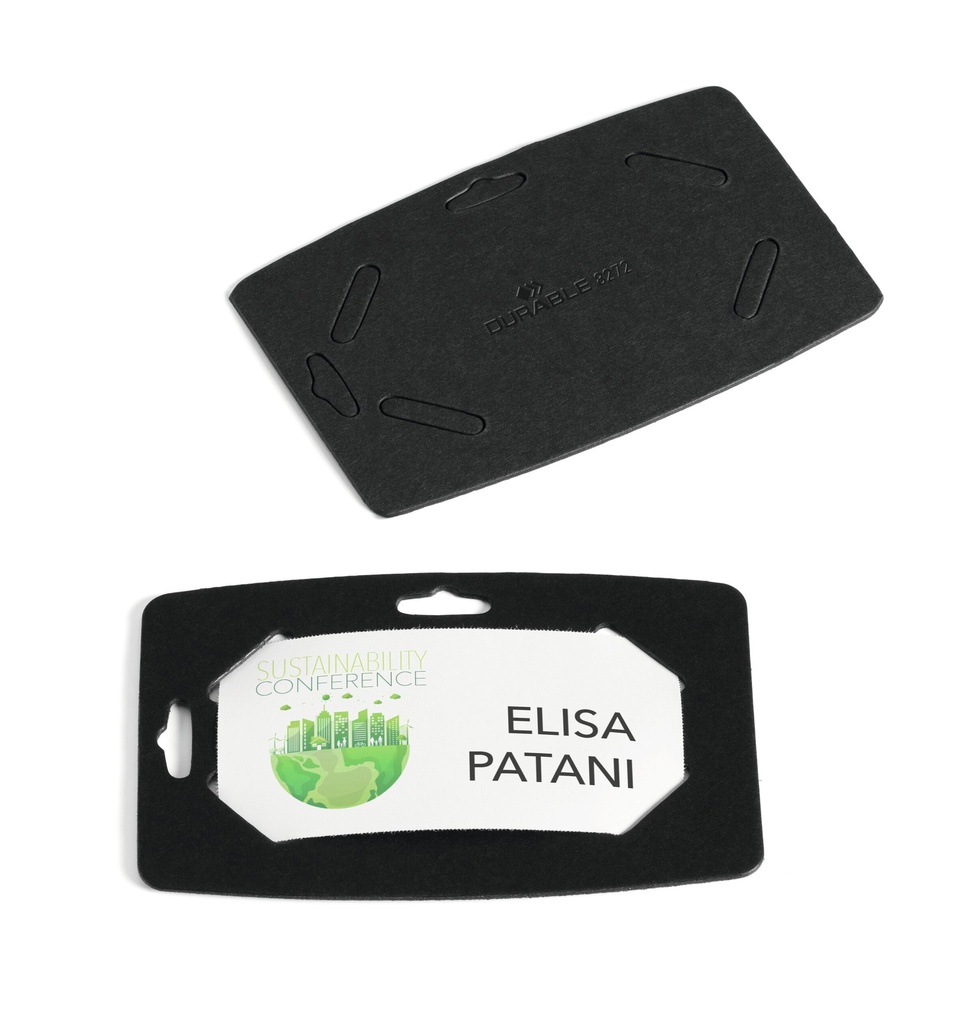 Naambadge Durable papier gerecycleerd 40x75mm zwart (20)