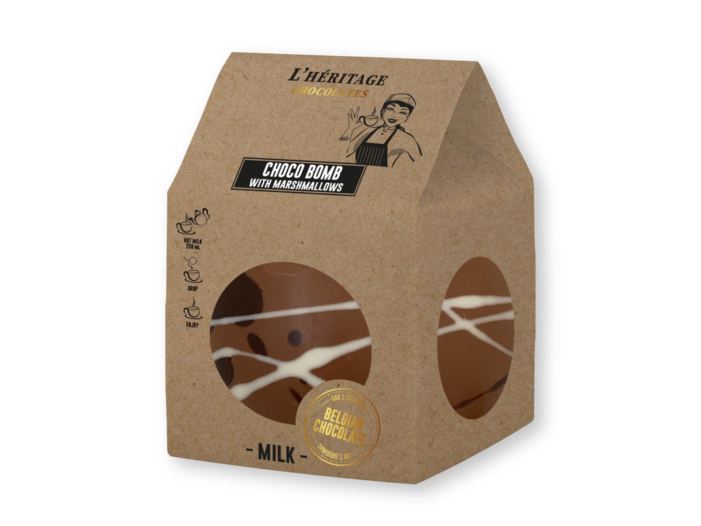 Chocolade L'Héritage Chocolates choco bomb voor chocolademelk