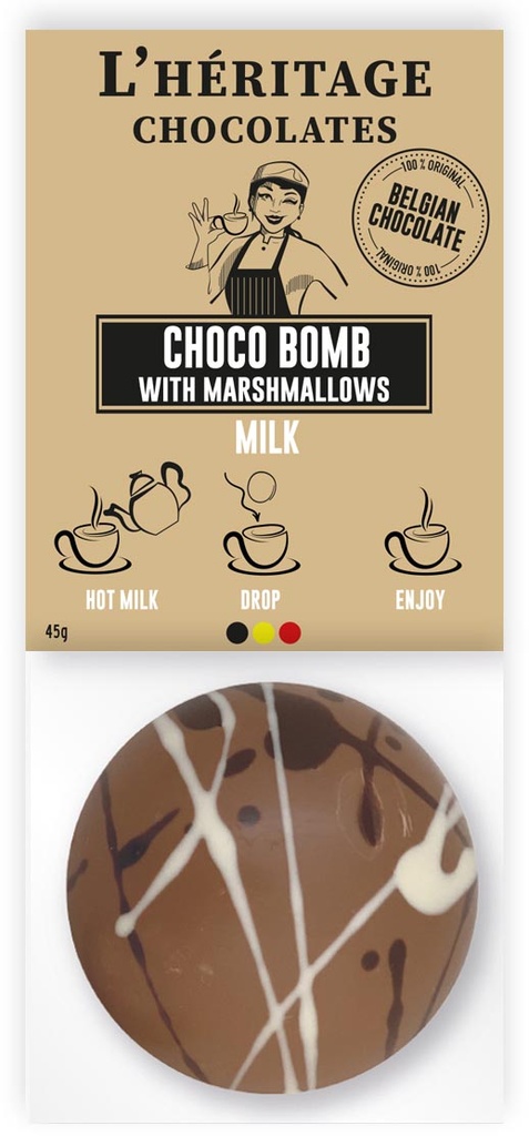 Chocolade L'Héritage Chocolates choco bomb voor chocolademelk