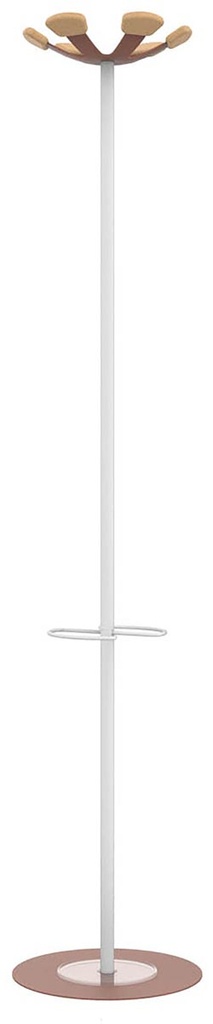 Kapstok Unilux Aurora staal en hout beuk wit/rood