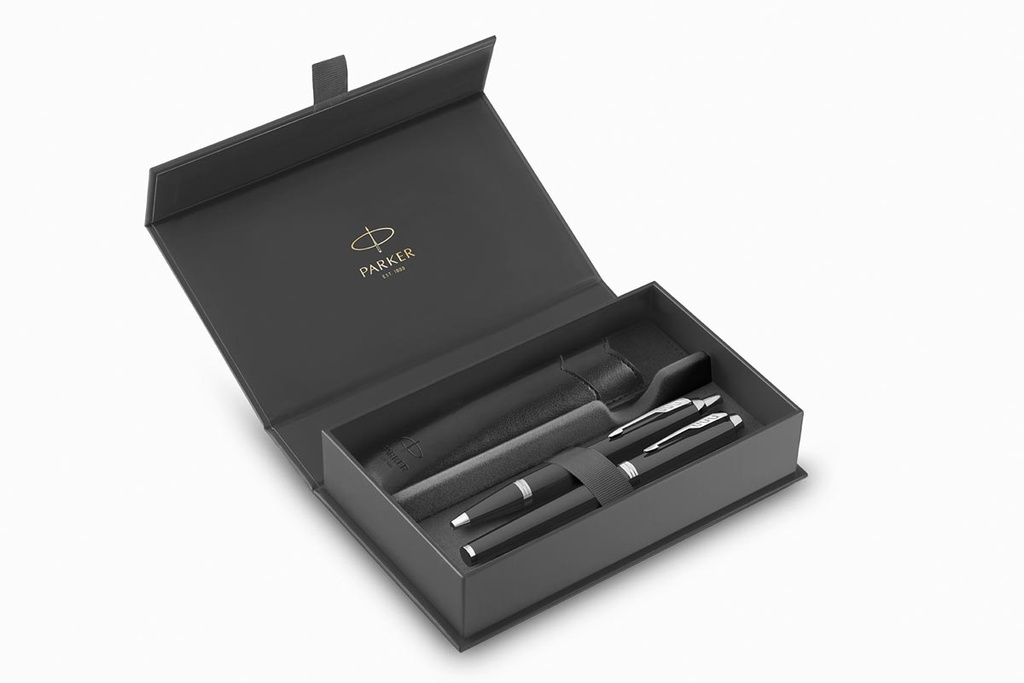 Set vulpen en balpen Parker IM in giftbox en etui zwart
