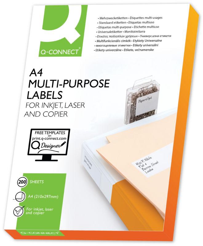 Etiketten Q-Connect 04 etik/bl 105x148,5mm wit rechte hoeken (200)