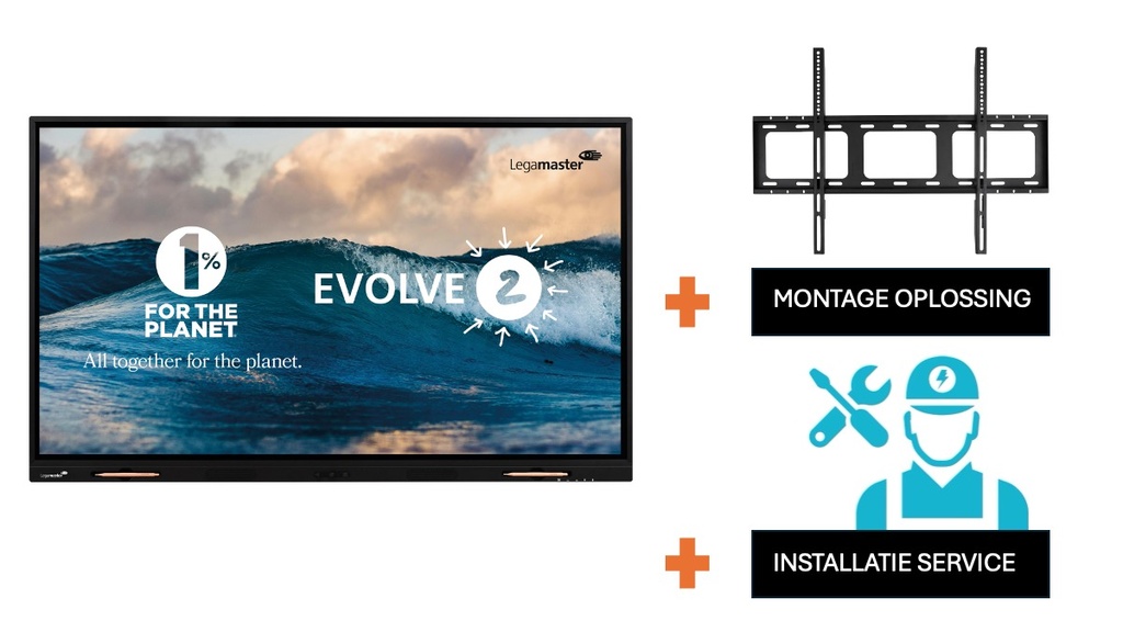 Touchscreen Legamaster Evolve 2 65" + vaste muurbeugel