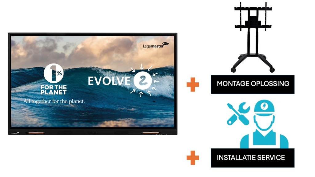 Touchscreen Legamaster Evolve 2 75" + mobiel onderstel in hoogte verstelbaar