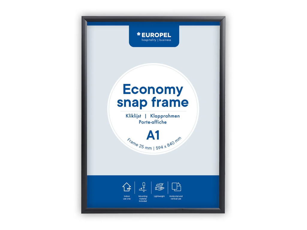 Kliklijst Europel Economy A1 lijst 25mm zwart