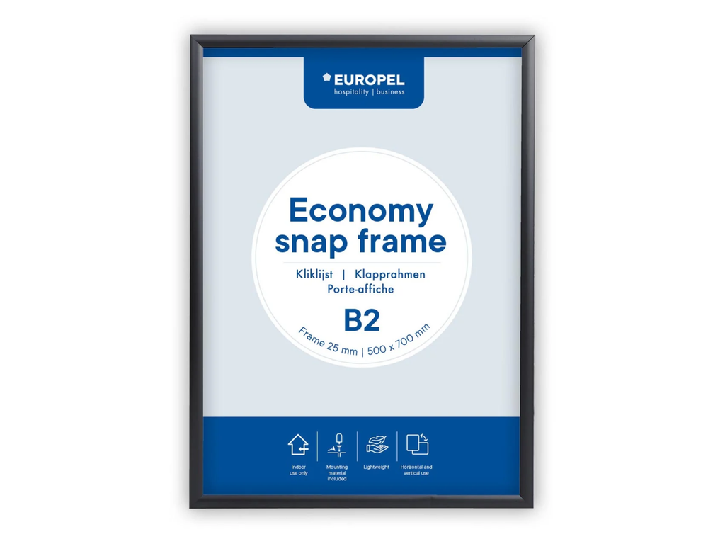Kliklijst Europel Economy B2 500x700mm lijst 25mm zwart
