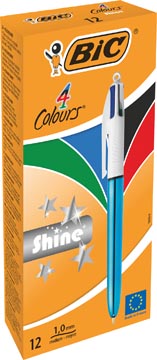 Balpen Bic 4 Colours Shine blauw