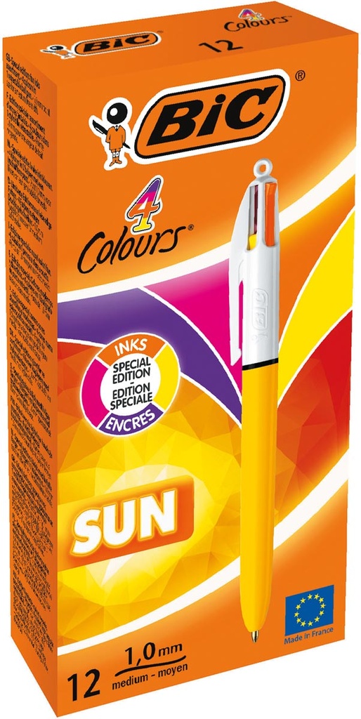 Balpen Bic 4 Colours Shine Sun geel