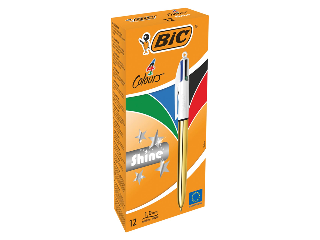 Balpen Bic 4 Colours Shine goud