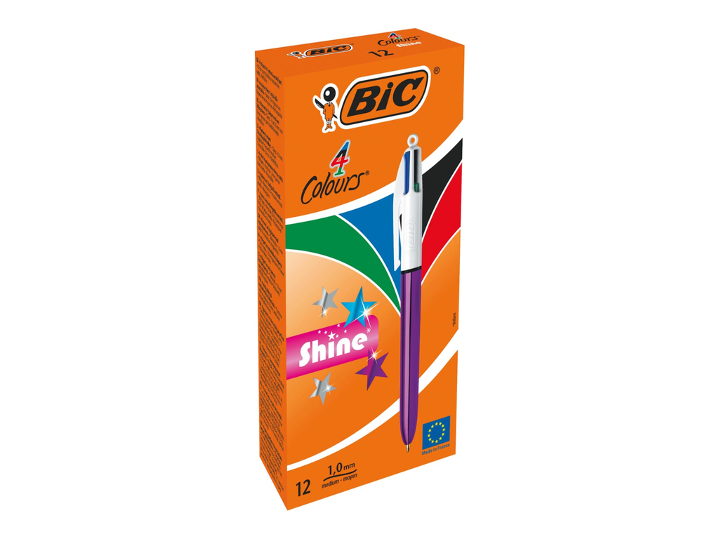 Balpen Bic 4 Colours Shine paars