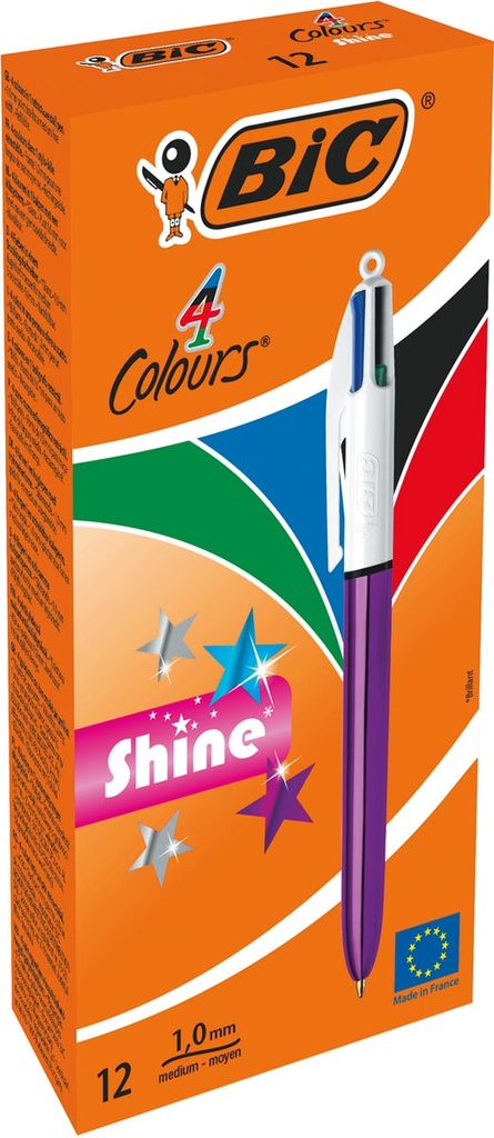 Balpen Bic 4 Colours Shine paars
