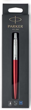 Balpen Parker Jotter blauwe inkt medium punt blister CT rood/zilver