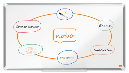 Whiteboard Nobo Premium Plus widescreen emaille 89x50cm (40") magnetisch