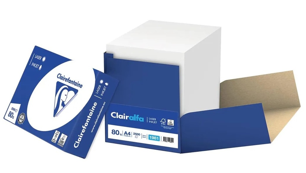 Clairefontaine laser DIN A4 80gr wit fastpack (2500) - FSC Mix Credit 