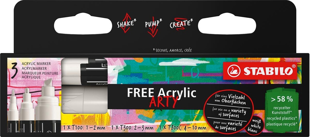 Acrylmarker Stabilo Free verschillende formaten wit (3)