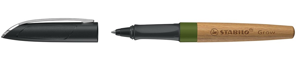 Balpen Stabilo Grow blauwe inkt medium punt 0,5mm hout moss green groen