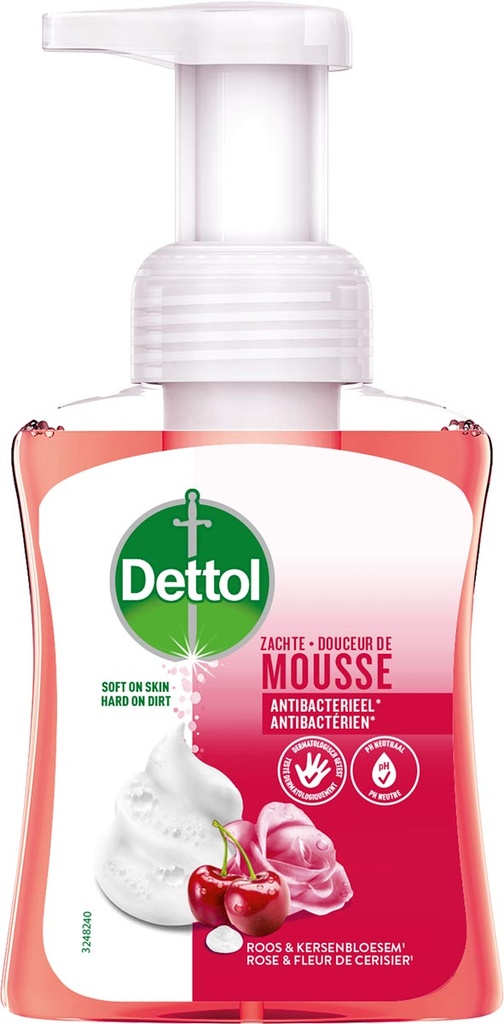 Handzeep Dettol mousse roos- en kersenbloem flacon 250ml