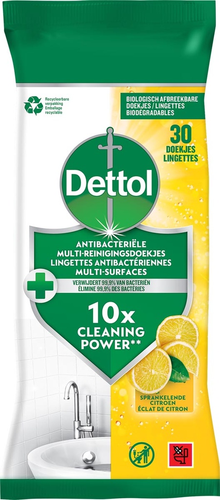 Reiningsdoekjes Dettol antibacterieel citroen (30)