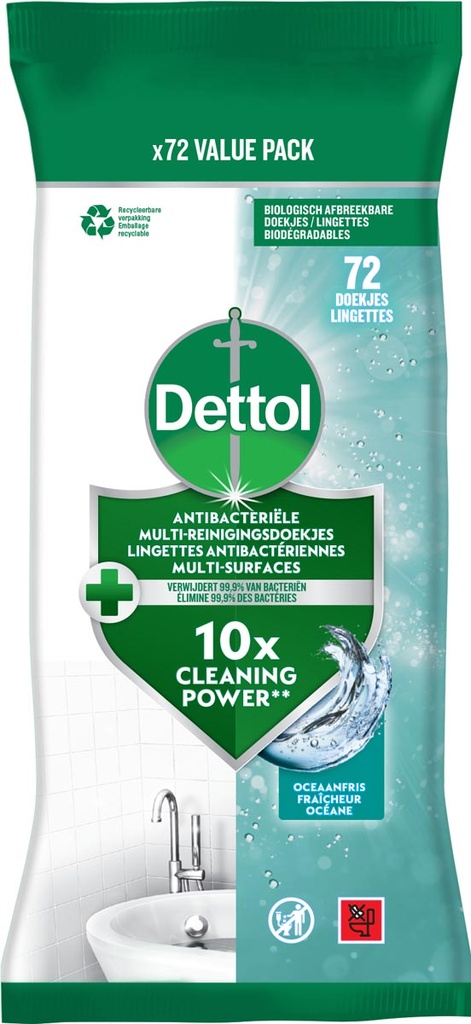 Reiningsdoekjes Dettol antibacterieel oceaanfris (72)