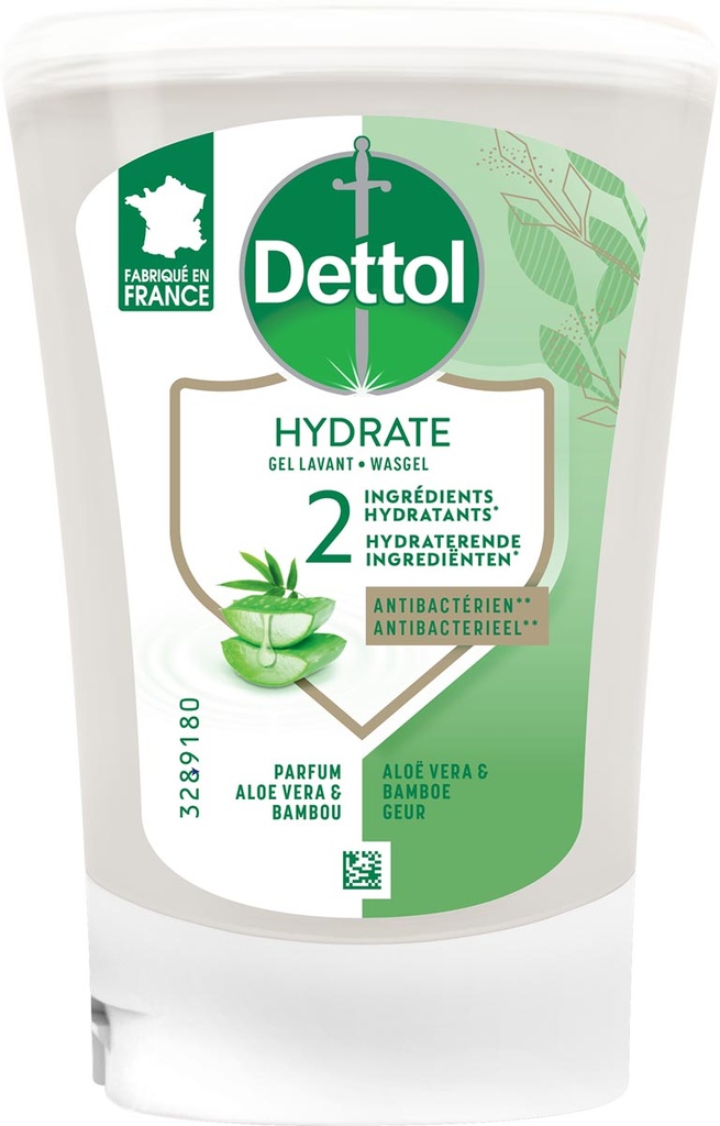 Navulling handzeep Dettol Hydrate no touch aloë vera en bamboe 250ml