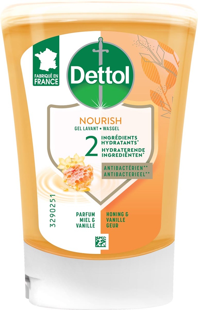 Navulling handzeep Dettol Extra care no touch honing en vanille 250ml