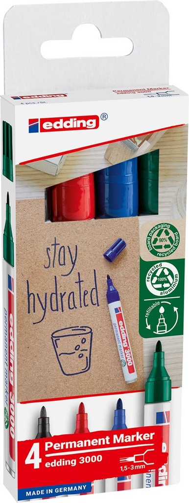 Permanent marker Edding 3000 assorti (4)