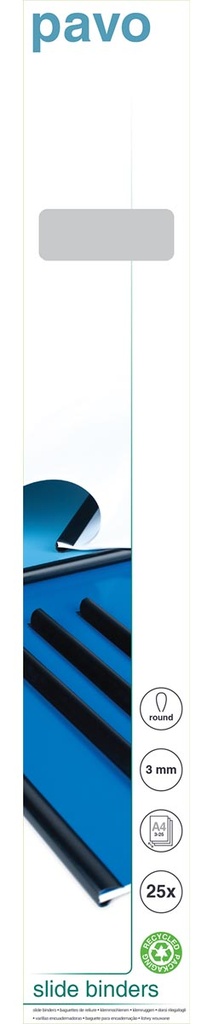 Klemruggen Pavo 3mm zwart (25)