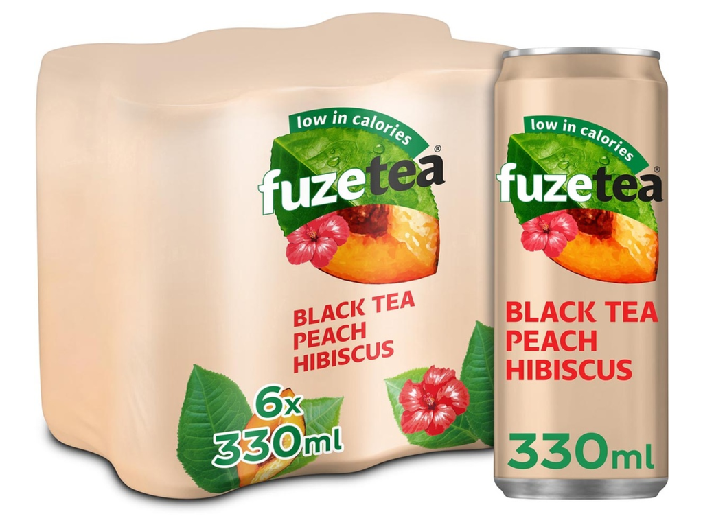Frisdrank Fuze Tea perzik hibiscus blik 33cl (24)