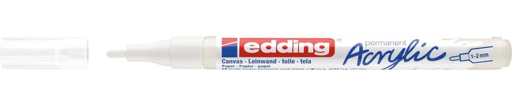 Acrylmarker Edding fijne ronde punt 1-2 mm verkeerswit