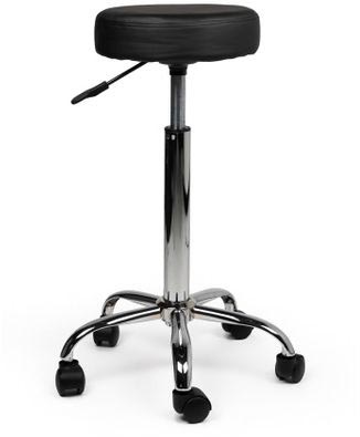 Kruk zonder voetring zonder rugleuning hoge gasveer zwart