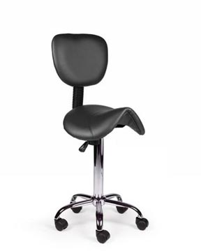 Zadelkruk zonder voetring met rugleuning standaard gasveer zwart