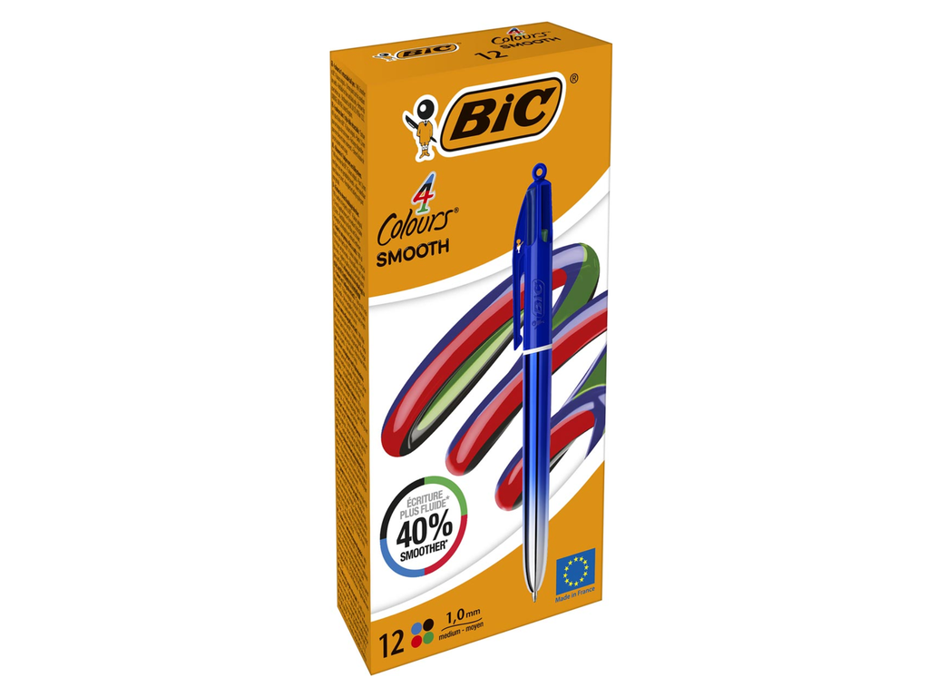 Balpen BIC 4 Colours Smooth Gradiant medium punt blauw