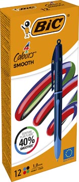 Balpen BIC 4 Colours Smooth Drop medium punt blauw