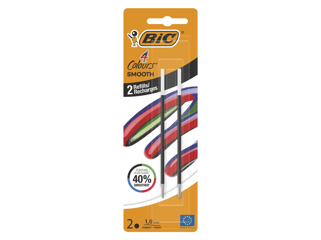 Balpenvulling BIC 4 Colours Smooth zwarte inkt medium punt (2)