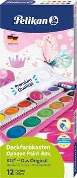 Verfdoos Pelikan 735/K12 doos glitter roze 12 napjes
